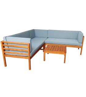 Набор садовой мебели из акации, 2 предмета, угловой диван и стол